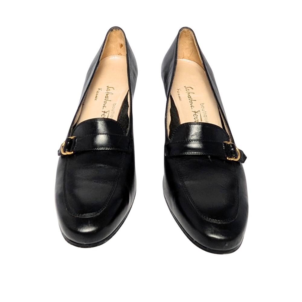 Salvatore Ferragamo Black Leather Pumps